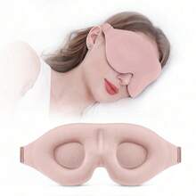1pc 360° Full Blackout 3D Sleep Eye Mask - Breathable Non-Pressure Eye Cover For Men Women Students - Dormitory & Daily Use Eye Mask - Hồng - Xem 1