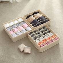 1个可折叠内衣收纳盒，多功能分隔式内衣袜收纳袋，抽屉式收纳盒，无纺布袜子收纳盒，衣柜内衣、胸罩、袜子、领带、围巾收纳盒，可水洗，可折叠，衣柜收纳盒，方便实用，适用于衣柜、橱柜、抽屉、房间、卧室，可用于衣物分类，情人节礼物，情人节装饰品，复活节 - 灰色 - 查看 3