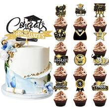 1pc/12pcs/13pcs Graduation Cake Decorations, Graduation Party Cake Decor - Multicolor - View 9