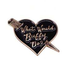 Brooch Vintage Alloy Love Pin What Would Buffy Do Black Personality Letter Brooch Clothing Accessories - 黑色 - 查看 4
