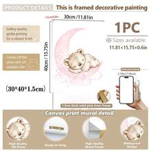 Tranh treo tường bằng vải canvas màu hồng chủ đề động vật rừng - Gấu bông, Voi, Hươu cao cổ, thích hợp trang trí phòng trẻ em, nhà trẻ, mẫu giáo, phòng bé trai, phòng ngủ bé gái, trang trí phòng trẻ em, trang trí ngày Valentine. - Nhiều màu - Xem 30