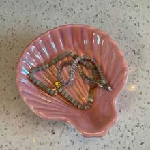 Conch Shape Jewelry Dish Ceramic Holder Ring Trinket Tray Ocean-Themed Decorative Trinket Dish Suitable For Mother Friend Sister Gifts For Women Home Decor Trinket Dish Sea Blue - 粉色 - 查看 6