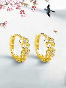 1 Đôi bông tai bạc S925 hình hoa đơn giản dễ thương, bông tai vòng hoa đa năng dành cho nữ, thích hợp đeo hàng ngày và đi làm, món quà bông tai hoa thiết kế độc đáo và thời trang. - hoa - Xem 14