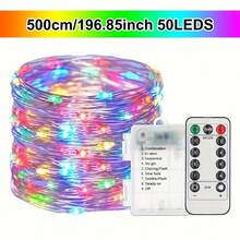 أضواء جنية تعمل بالبطاريات، 8 أوضاع 50/100/200 LED سلك فضي IPX6 مقاوم للماء أضواء خارجية، مناسبة لعيد الحب، عيد الفصح، التخييم، أعياد الميلاد، السياجات، الحدائق، الحفلات، ديكورات الزفاف، أبيض دافئ/أبيض/متعدد الألوان - متعدد الألوان - مشاهدة 14