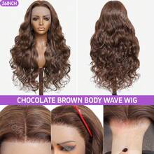 34 Inch Black Body Wave Human Blended Hair Wigs 13x4 HD Lace Frontal Wigs 200 Density Can Be Free Styling Pre Plucked Bady Hair Looks Natural Suitable For Women To Wear - S4 - View 4