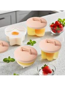 4个可重复使用的煮蛋杯，4种形状的蒸蛋模具，多功能厨房工具，果冻模具，蛋糕和巧克力模具 - 彩色 - 查看 7
