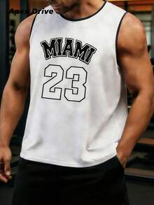 EVRINFINITE Retro American World Cup Theme Sports Tank Top For Men, Letter Print Mesh Basketball Jersey, Fitness Workout Shirt - White - View 3