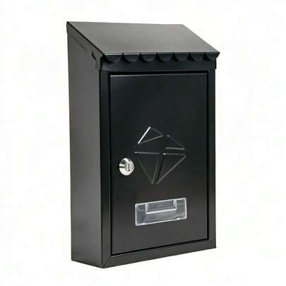 Buzon Correo para Exterior con Tapa Antilluvia, Buzon Cartas Metálico para Anclaje en Pared Fachada, Medidas 300x217x70 mm, Buzon Individual con Cerradura de Llave para Cartes y Sobres, Color Negro, Blanco, Gris