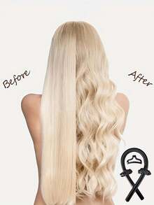 4pcs No-Heat Hair Curler Set, 1 No-Heat Hair Curling Wand With Headband And 2 Hair Ties, DIY Hairstyling Tools, Slouchy Ribbon Curler, Easy To Create Wavy Hairstyles, Hair Styling Kit, Hair Tool - Black #1 - View 2