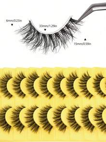 10 Pairs D Curl Russian Volume Eyelashes Cross Natural Thick Faux Mink False Lashes Reusable Full Strip Lash Extensions Makeup Strip Lashes,Lashes,Eyelashes,Fake Lashes - russian strip lashes - View 4