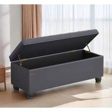 .5 Storage Ottoman Synthetic Leather End Of Bed Load 330lb Ottoman With Storage Bedroom Gray - màu đen - Xem 10