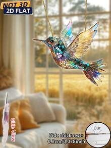 2D Acryl bedruckter flacher Kolibri Sonnenfänger - Deluxe Version, buntes Acrylglas, ganzjährige dekorative Türhänger, einzigartiges Heimgeschenk, ideal für Vogelliebhaber, geeignet für 11 Feiertage - Bunt - Übersicht 7