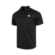 Adidas 男士时尚百搭梭织短袖 Polo 衫 HS3236 - 黑色 - 查看 1