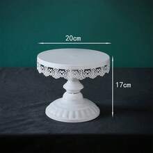 1pc Lace Decorated White Cake Stand, Metal Cake Stand Set, For Displaying Dessert Platters And Cupcakes, Suitable For Birthday, Party, Wedding, Celebration Occasions. Decorative Dessert Table Display Stand, European Style Afternoon Tea Snack Stand - Multicolor - View 7