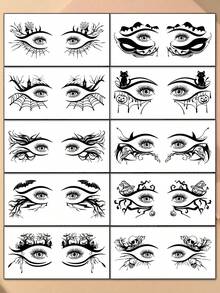 Smokey Eye Makeup Temporary Tattoos, Suitable For Daily, Party, Holiday Events, Lasts 3-5 Days, Can Be Removed With Makeup Remover - Multicolor - View 9