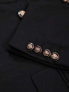 2pcs New Men's Suit Set, Notched Lapel Double-Breasted Design, Elegant & Comfortable Men's Blazer + Pants - Black - View 6