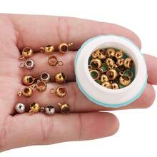 精美包装的20颗304不锈钢镀金竖向穿孔珠套装，可调节珠子，定位珠，隔珠，吊坠连接珠，DIY女士不锈钢首饰项链、手链隔珠手工配件 - 平行型珠子 - 查看 2