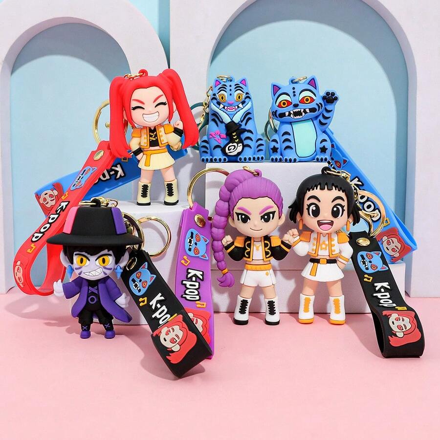 Mattel K-POP Witch Girl Group Keychain Pendant, Cartoon Anime High-Quality Bag Accessory, Holiday Gift - Multicolor - View 1