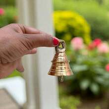 Brass Small Hanging Temple Bell 2 Inch 50g Antique Ship Ghanti For Home Mandir Puja Wall Decor Reception School Dinner Bell Vintage  Brass Decorative Bell - Golden - View 5