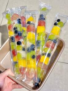 100pcs Transparent Disposable Ice Pop Bags, Household Sealed Ice Pop Mold Bags, Low Temperature Resistant Ice Pop Bags, Freezer Bags, Suitable For Making Juice, Soda, Fruit, Yogurt, Ice Cream - Multicolor - View 5