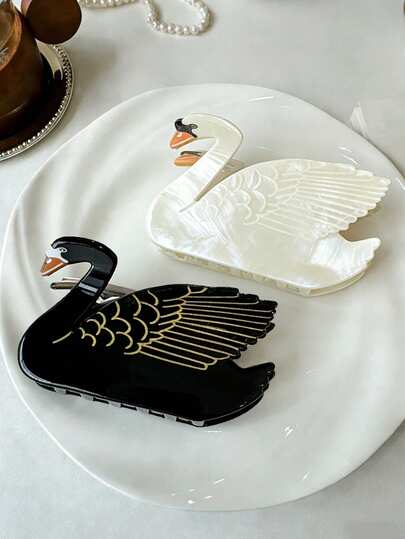 1个可爱天鹅发爪，多功能亚克力发爪，适合日常及节日派对使用