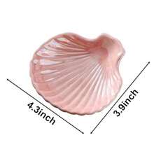 Conch Shape Jewelry Dish Ceramic Holder Ring Trinket Tray Ocean-Themed Decorative Trinket Dish Suitable For Mother Friend Sister Gifts For Women Home Decor Trinket Dish Sea Blue - 粉色 - 查看 3