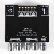 Placa Amplificadora de Potencia de Audio Bluetooth de 2.1 Canales 50W*2 + 100W Bluetooth 5.0 con Control de Agudos y Graves para Cine en Casa con Altavoz Bluetooth de Bricolaje - Gris Oscuro - Ver 4