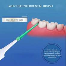 40/120/150/200 PCS Cepillo Interdental de Silicona Cepillo de Dientes Limpieza Entre Dientes Cepillo de Dientes Suave Hilo Dental Palillo de Dientes - 120 piezas azules - Ver 8