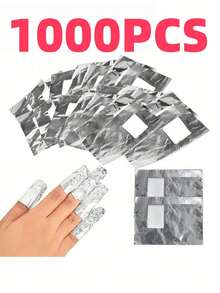 500片铝箔卸甲水包，适用于美甲、浸泡卸除亚克力凝胶指甲油等美甲用品 - 彩色 - 查看 16