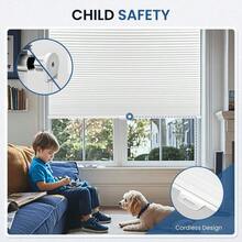 No Tools No Drill Cordless Cellular Shades,34 W X 36 H,Blackout Honeycomb Blinds For Indoor Windows,UV Protection Privacy No Drill Blinds For Home,Door,White - 白色黑色34 - 查看 9