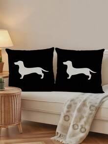 2Pcs White Pillow Covers Stone Texture Paw Print Leaf Pattern Pillowcases Cozy Nature Inspired Decor Cushion Covers - White - View 1