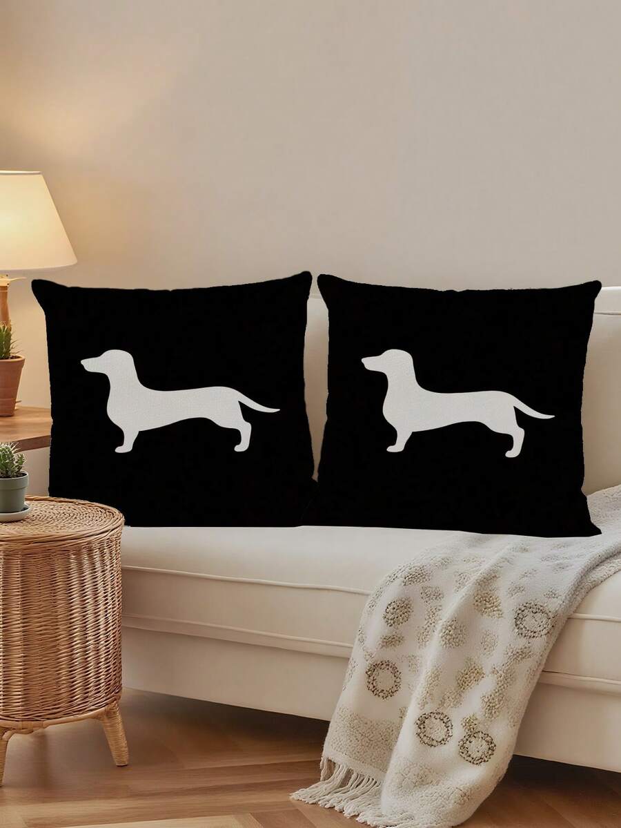 2Pcs White Pillow Covers Stone Texture Paw Print Leaf Pattern Pillowcases Cozy Nature Inspired Decor Cushion Covers - White - View 1