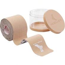 Sports Typhoon Kinesiology Therapeutic Tape, Quality Athletic Tape, Latex, 20 Pre - Cut I - Strips, 2 Inchx 9.75 Inch Each Strip - Elite + Beige - Xem 1