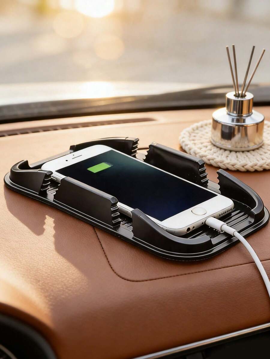 Multi-Function Car Phone Holder, Instrument Panel Mount, Navigation Bracket, Non-Slip Mat, Universal Type - Solid Color - View 1