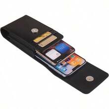 CSFunda de piel para telefono celular color cafe con clip para cinturon de piel universal para hombre funda de piel para cinturon de telefono funda para telefono inteligente riñonera - 6.7 PULGADAS+Negro - - Ver 3