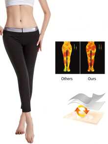 1条装女士高腰运动裤，银膜保暖运动裤，弹力健身塑形紧身裤，透气排汗裤，女士高腰弹力运动裤，内衬银膜，快速排汗，健身塑形裤，健身排汗塑形服，女士高弹力运动裤，排汗塑形，双层设计 - 銀色 - 查看 3