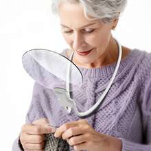 3 合 1 可调节 5 倍放大镜，可挂在脖子上、放在桌上或手持。5.12 英寸直径放大镜镜头，可用于免提阅读、缝纫、工艺品、阅读报纸、放大手机屏幕