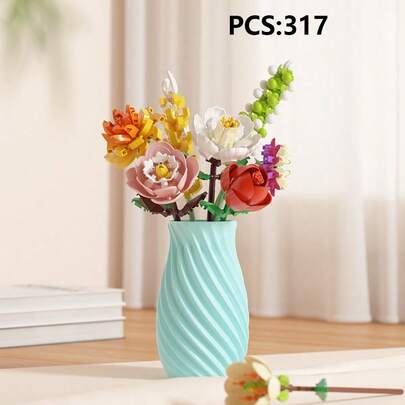 1pc Eternal Flower Decoration, Rose Building Blocks - Ideal For Valentine's Day, Birthday, Halloween And Christmas, Bringing Lasting Beauty, Fun Assembly And Charming Decor As A Surprise Gift To Loved Ones, Solving Last-Minute Gifting Stress, Suitable For Any Occasion (Please Check Size Carefully)