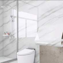 Giấy dán tường họa tiết đá cẩm thạch trắng, thích hợp cho việc cải tạo và bảo vệ gạch ốp lát nhà bếp, phòng tắm, chống thấm nước và chống bám bẩn, bảo vệ bề mặt đồ nội thất. - trắng - Xem 1