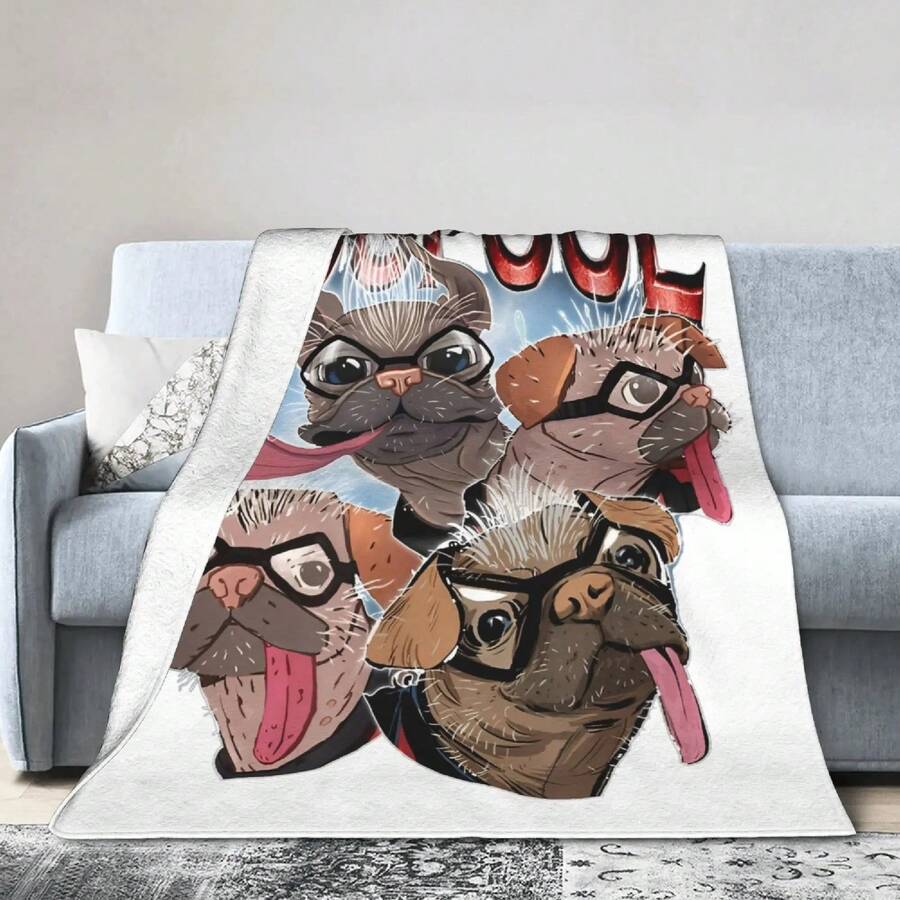 Deadpool & Wolverine Dogpool Sketchy Blankets Hero Faces Flannel Awesome Warm Throw Blankets For Bedspread Textile Decor Travel - 白色 - 查看 1