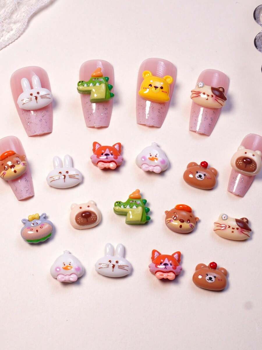 20个/40个可爱鳄鱼DIY美甲饰品 - 手机壳和耳环装饰，树脂工艺用品，适用于美甲贴片（多用途配件） - 彩色 - 查看 1