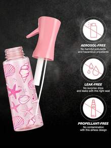 新款夏季贝壳图案PET可重复灌装旅行喷雾瓶，专业高压雾化喷雾瓶，200ml/300ml高压连续自动细雾喷雾器，美发造型工具，护发产品及配件，沙龙美容旅行必备，多功能喷雾瓶 - 彩色 - 查看 6