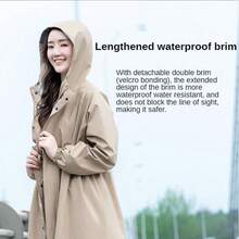 女士带帽雨衣 - 长帽檐，全身防护，适合骑行、摩托车和徒步旅行 - 休闲风格，步行雨衣，摩托车装备，雨具 - 彩色 - 查看 1