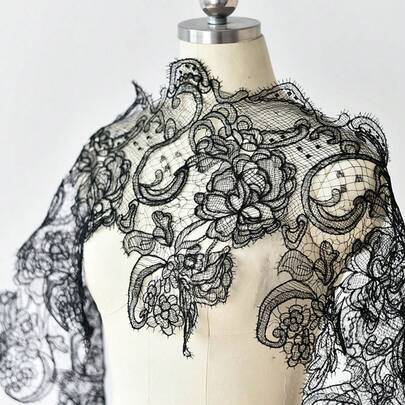 28cm de ancho Encaje hueco negro y blanco, accesorio decorativo para vestidos