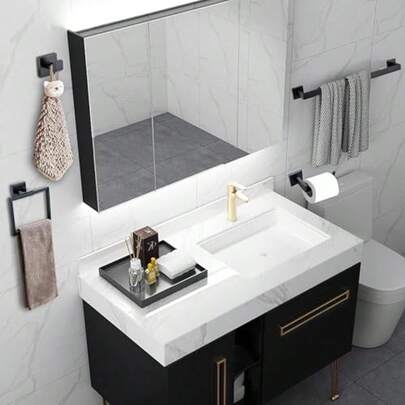 Juego de 10 Accesorios de bao en Negro Mate, Juego de toalleros de 23.6 Pulgadas, Juego de Accesorios de bao de Acero Inoxidable Sus 304, toalleros para Montar en la Pared del bao