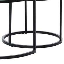 Et Of 2 Nesting Round End Side Coffee Tables With Glass And Rattan Top - Black - View 7
