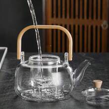 1pc Thick, Heat-Resistant, High Borosilicate Glass Tea Set With Steel Infuser, Transparent Flower Tea Pot - 1 Transparent Teapot - View 6
