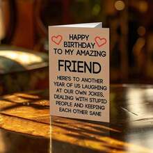 1pc Best Friend Birthday Card, Humorous Greeting Card For Friend's Birthday, Friendship Card, Best Friend Birthday Gift,Christmas - Red - View 7