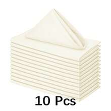 10/20/30条装纯色方形布餐巾，涤纶材质，柔软可水洗可重复使用，尺寸分别为12/14/17/20英寸，适用于家庭、酒店、婚礼、派对、餐厅及节日庆典等场合。 - 米色 - 查看 10
