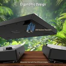 ATTACK SHARK * ZIYOU LANG K100 99键游戏薄膜无线键盘，带媒体旋钮，三模蓝牙/2.4GHz/USB-C，侧印按键，RGB背光复古可爱静音电脑键盘，适用于PC游戏玩家，Monnlit夜光/渐变蓝/黑莓色 - 彩色 - 查看 6